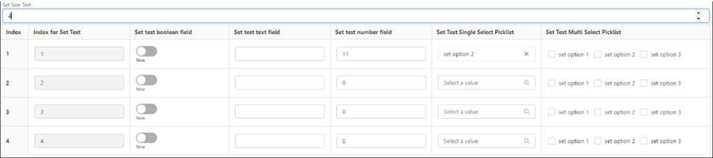 Indexed set