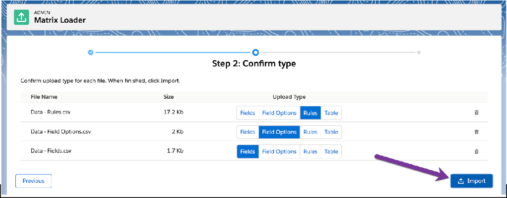Import user interface