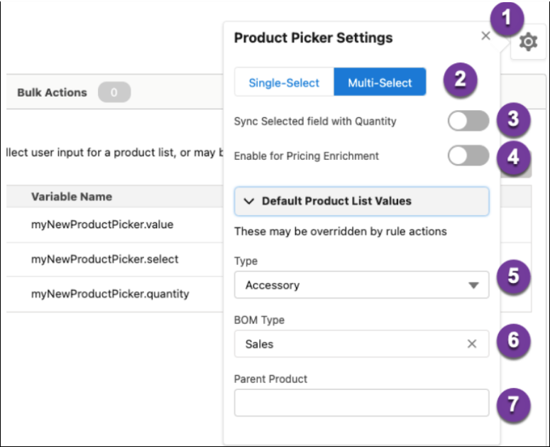Product picker settings screen