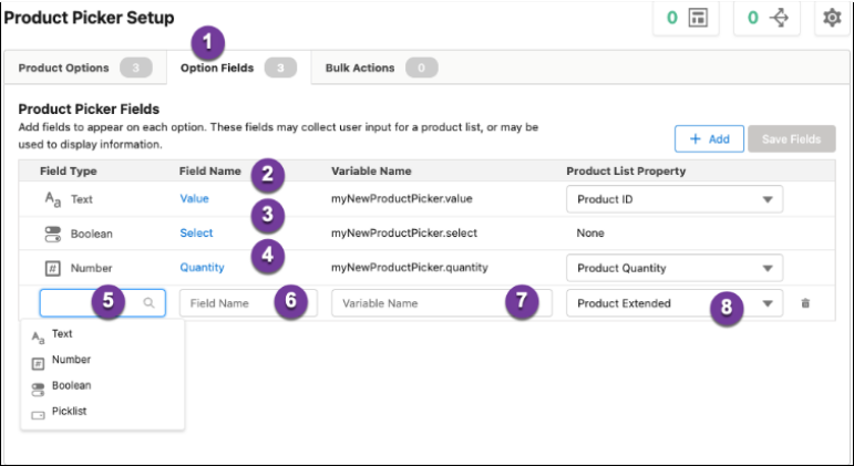 Product picker fields