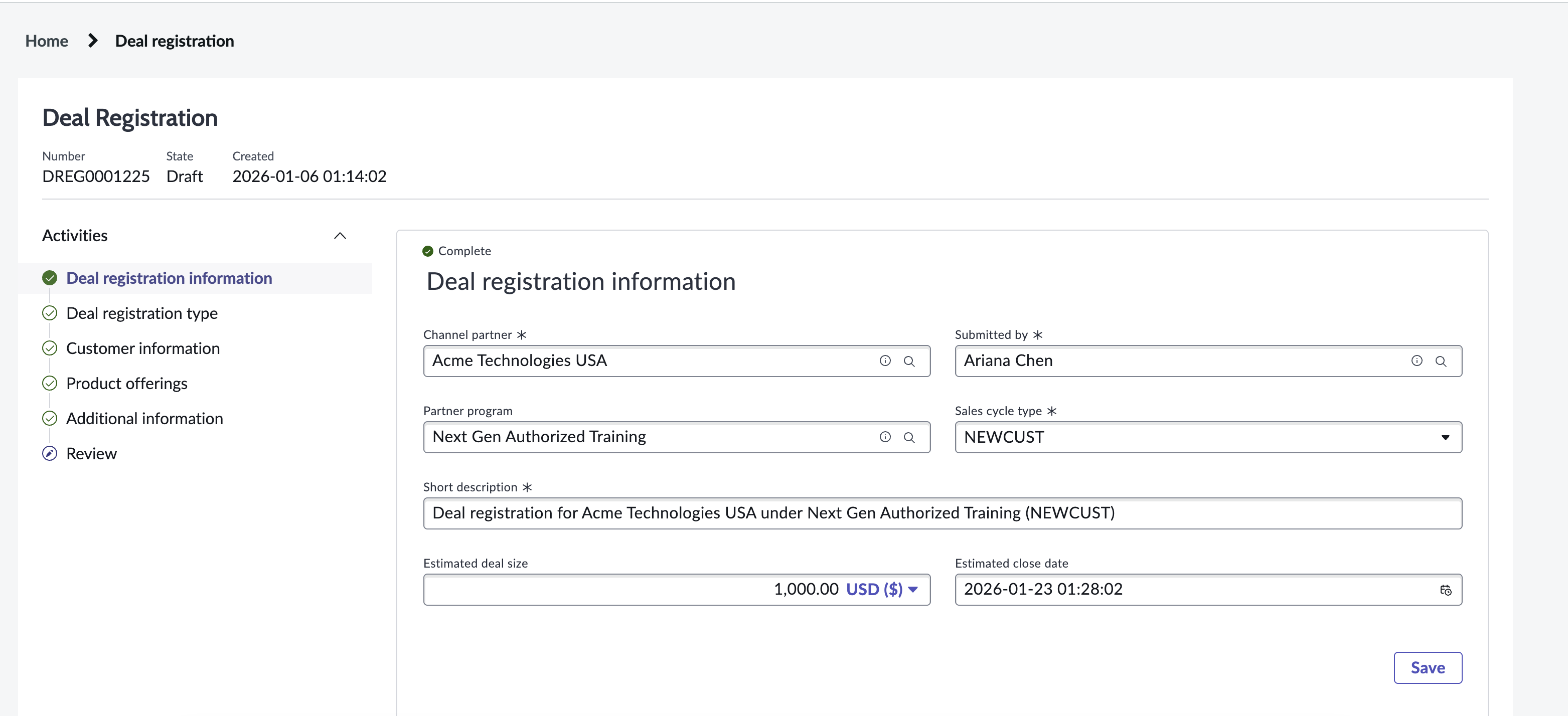 Deal registration playbook on partner portal
