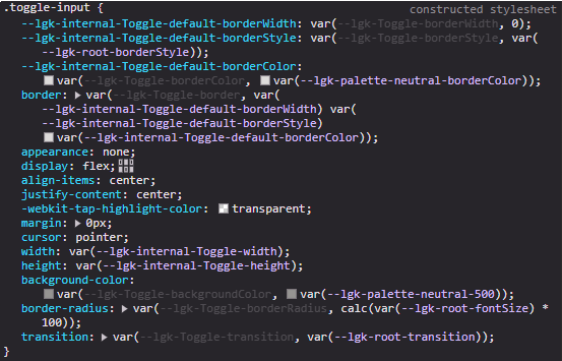 Code for toggle button