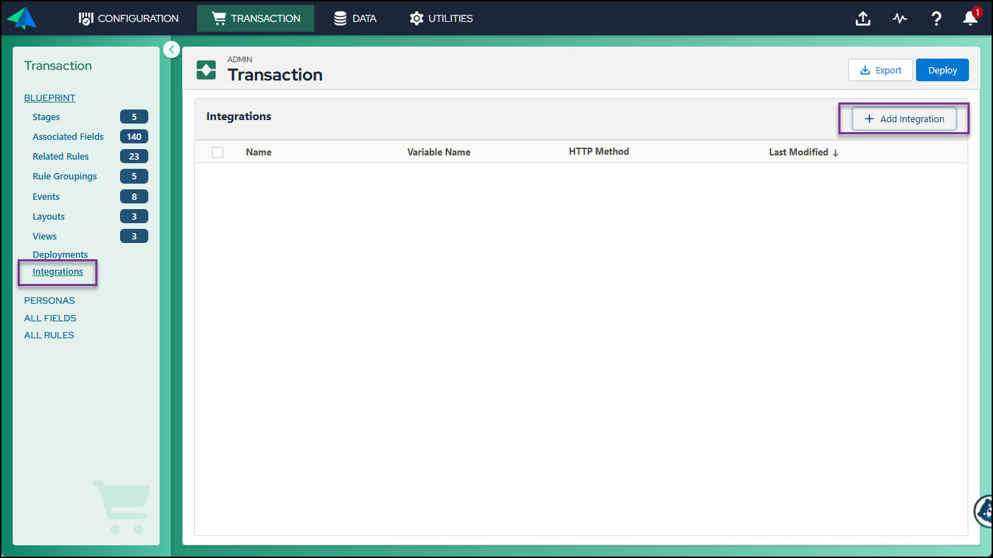 Transaction screen