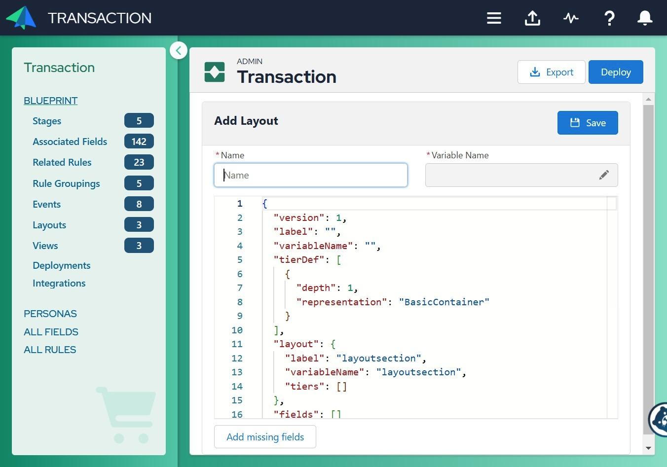 Transaction Manager: layouts