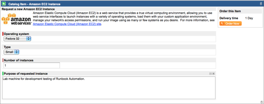 EC2 service catalog