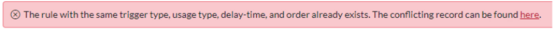 Error message link.