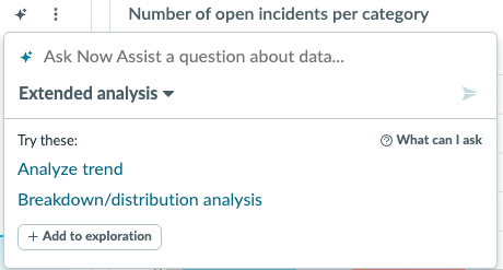 Explore options dialog from data visualization.