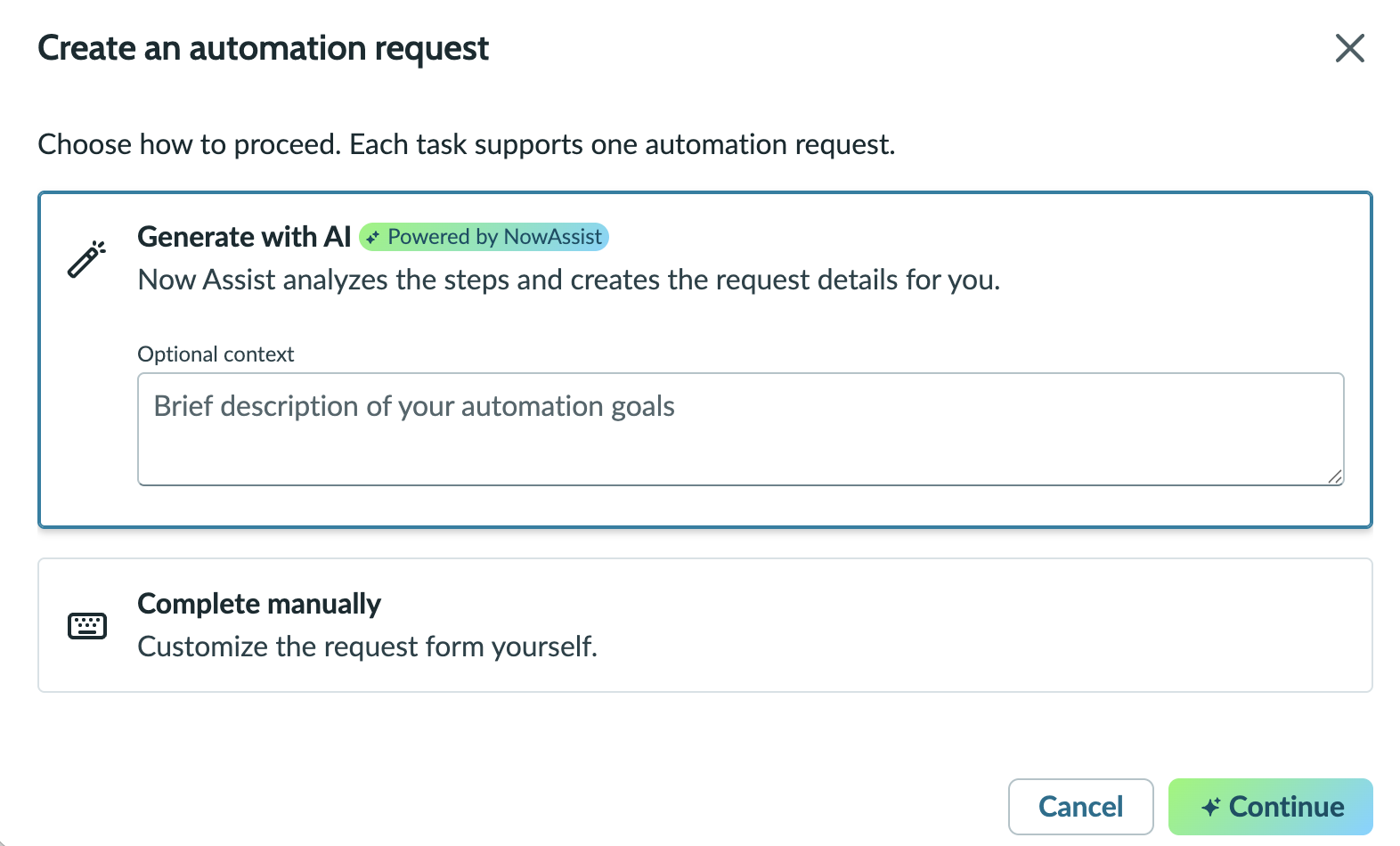 Screenshot showing the UI option to generate details with AI.