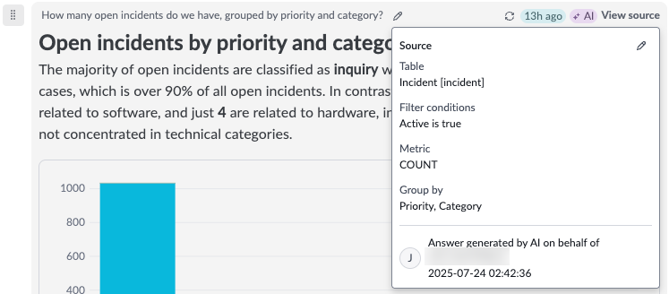 Source details for a response in an exploration that features table data.