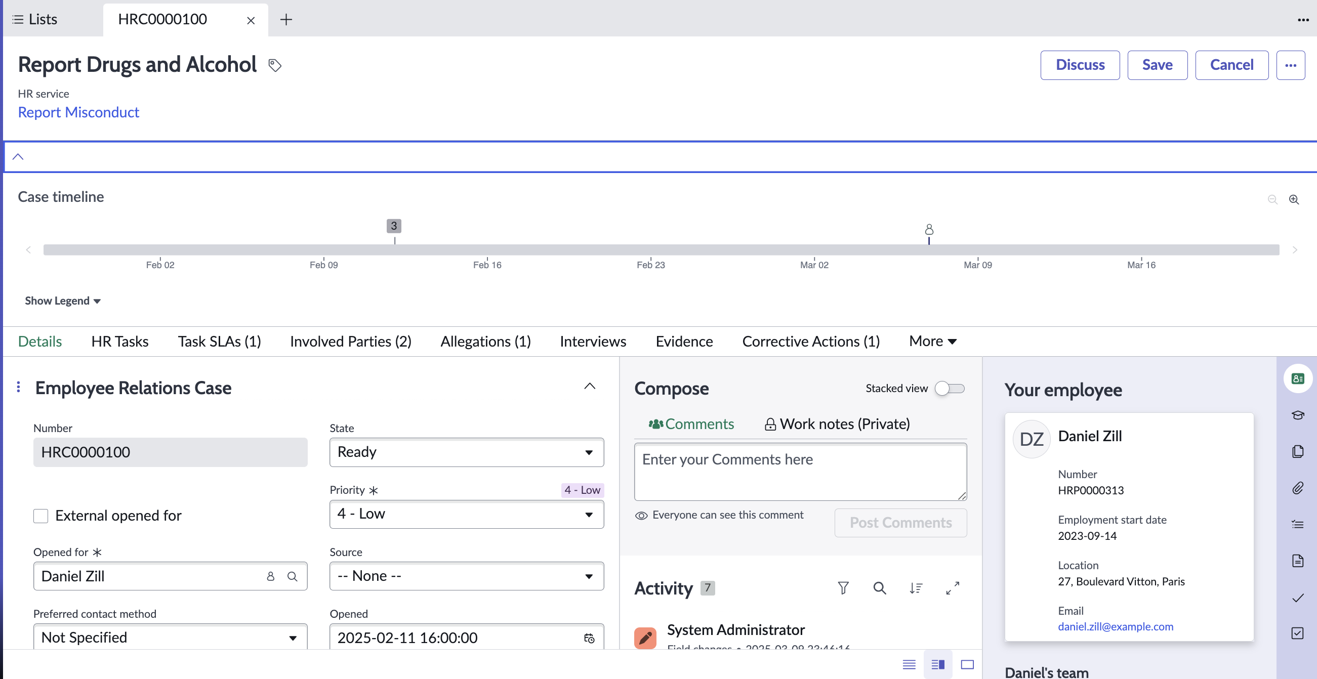 Ticket Relations avec les employés