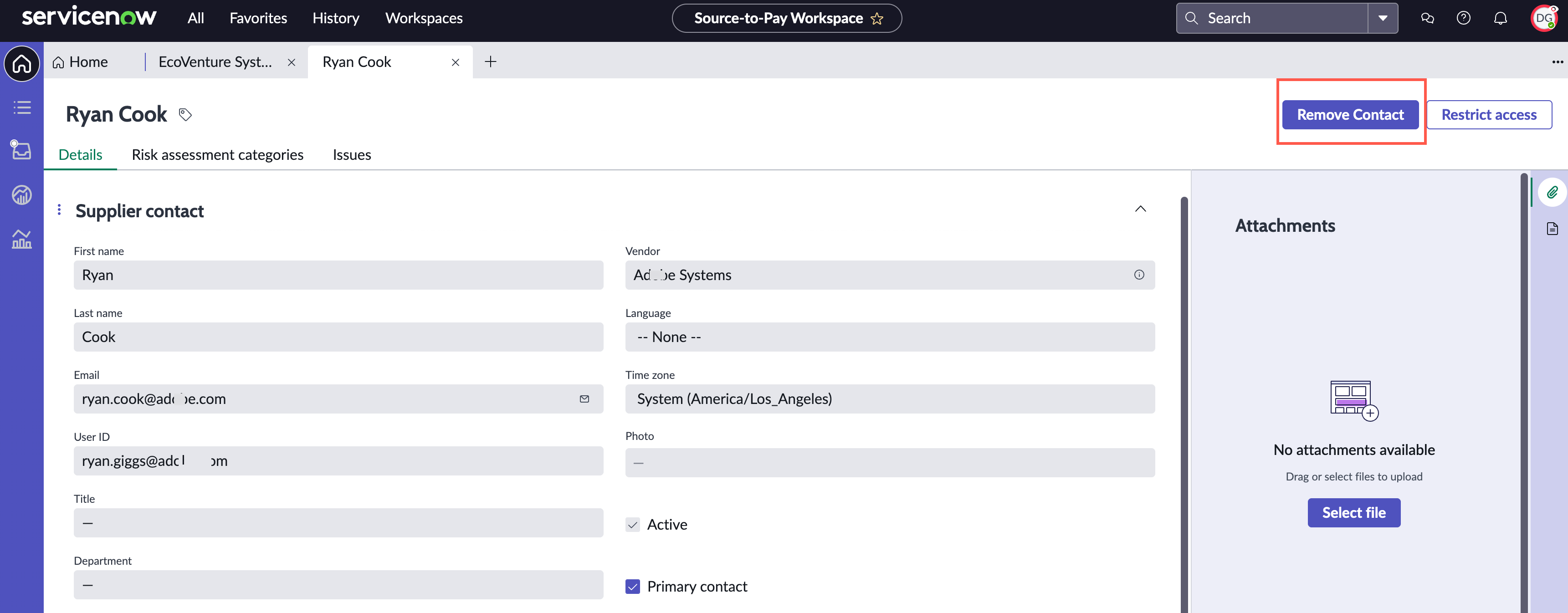 Selected Restrict access button.