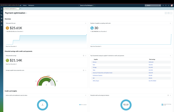 Payment optimization dashboard