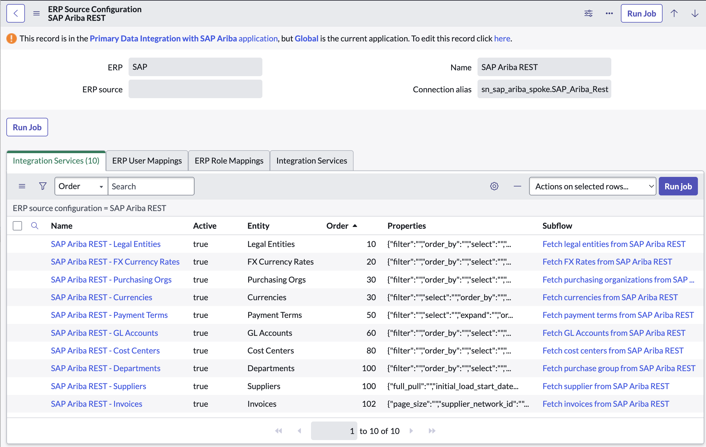ERP Source Configuration for SAP Ariba