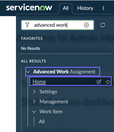 Navigate to Advanced Work Assignment