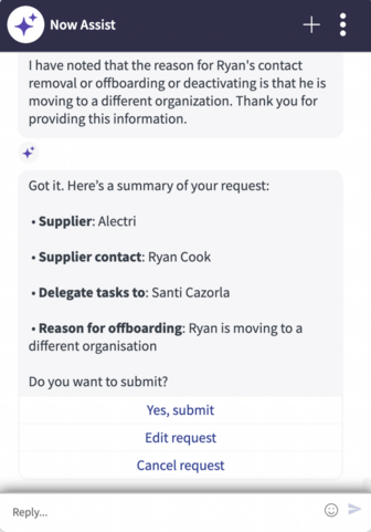 Summary of the request to remove a user account.