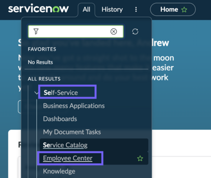 Navigate to Employee Center