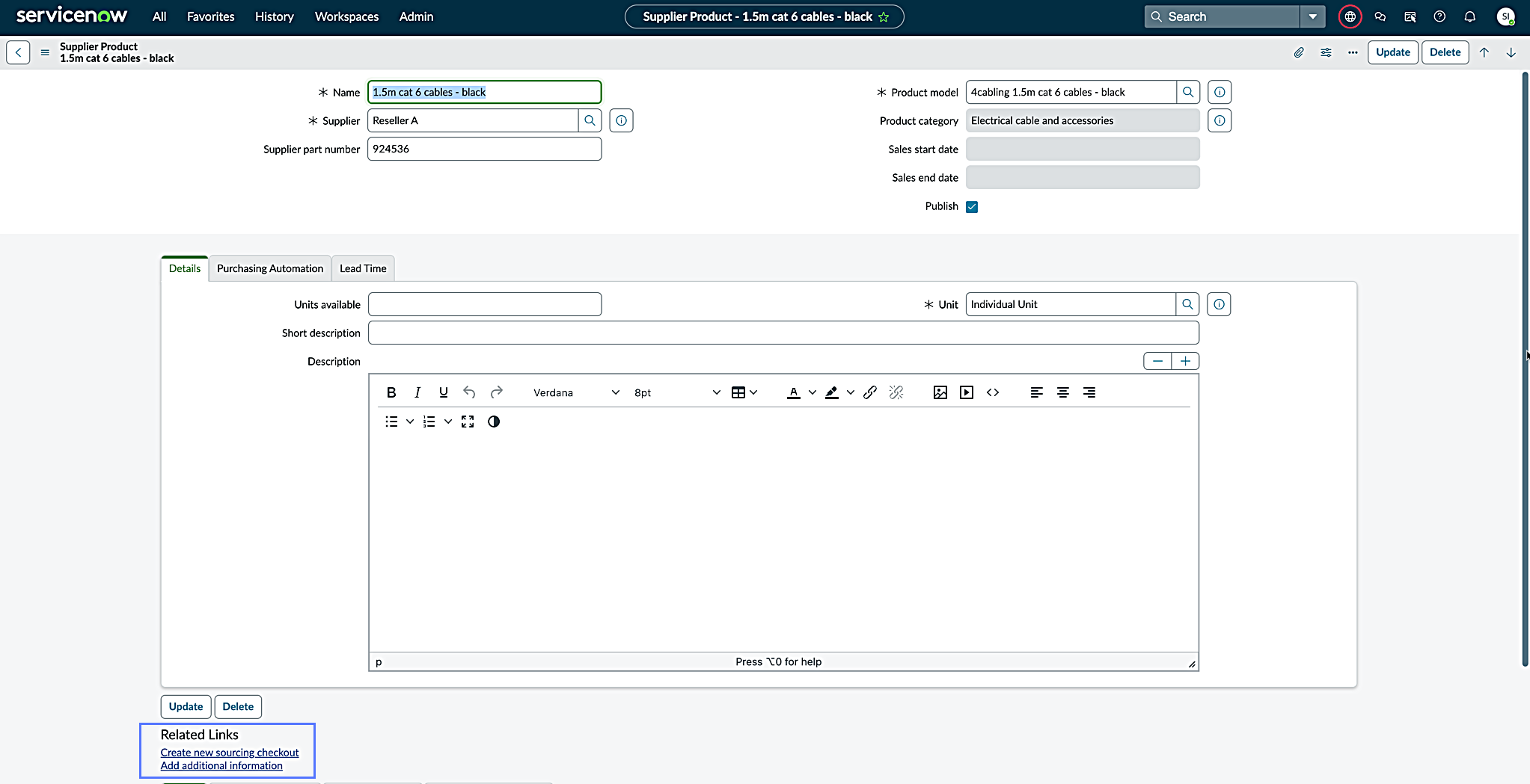 Add additional information option in Related Links.
