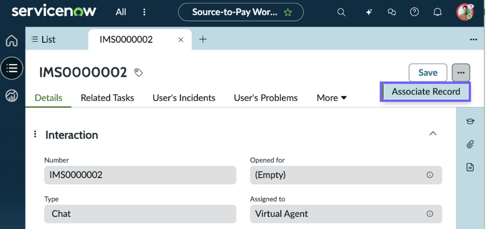 Associate an interaction record