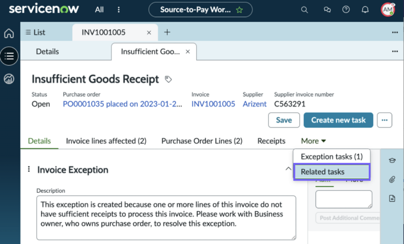 Select related tasks