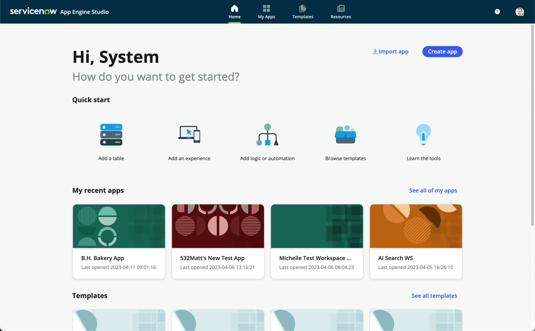 App Engine Studio 홈페이지