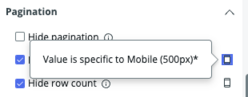 구성 탭이 표시되고 값을 가리키는 검은색 화살표가 있는 구성 패널은 특정 메시지입니다.
