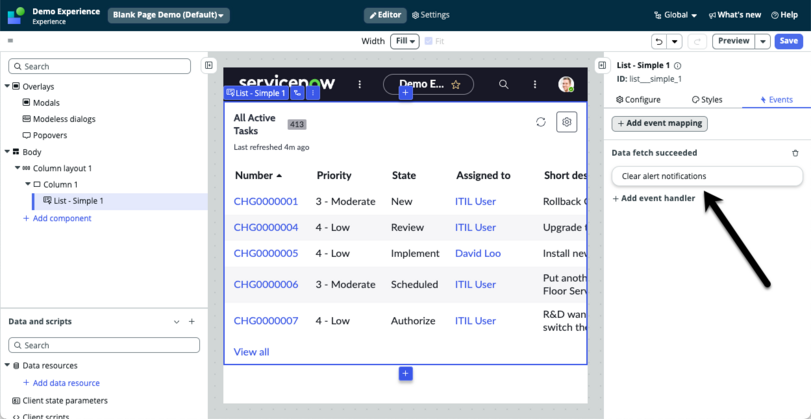 Configured event mapping for clear alert notifications.