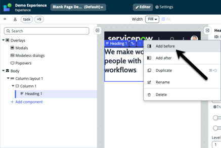 Arrow pointing to the floating menu that appears after selecting the menu icon.