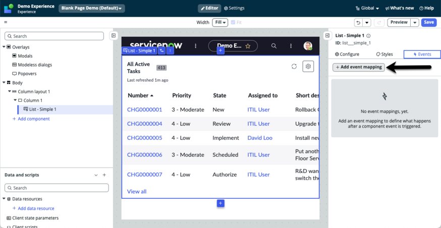 Arrow pointing to add event mapping option.