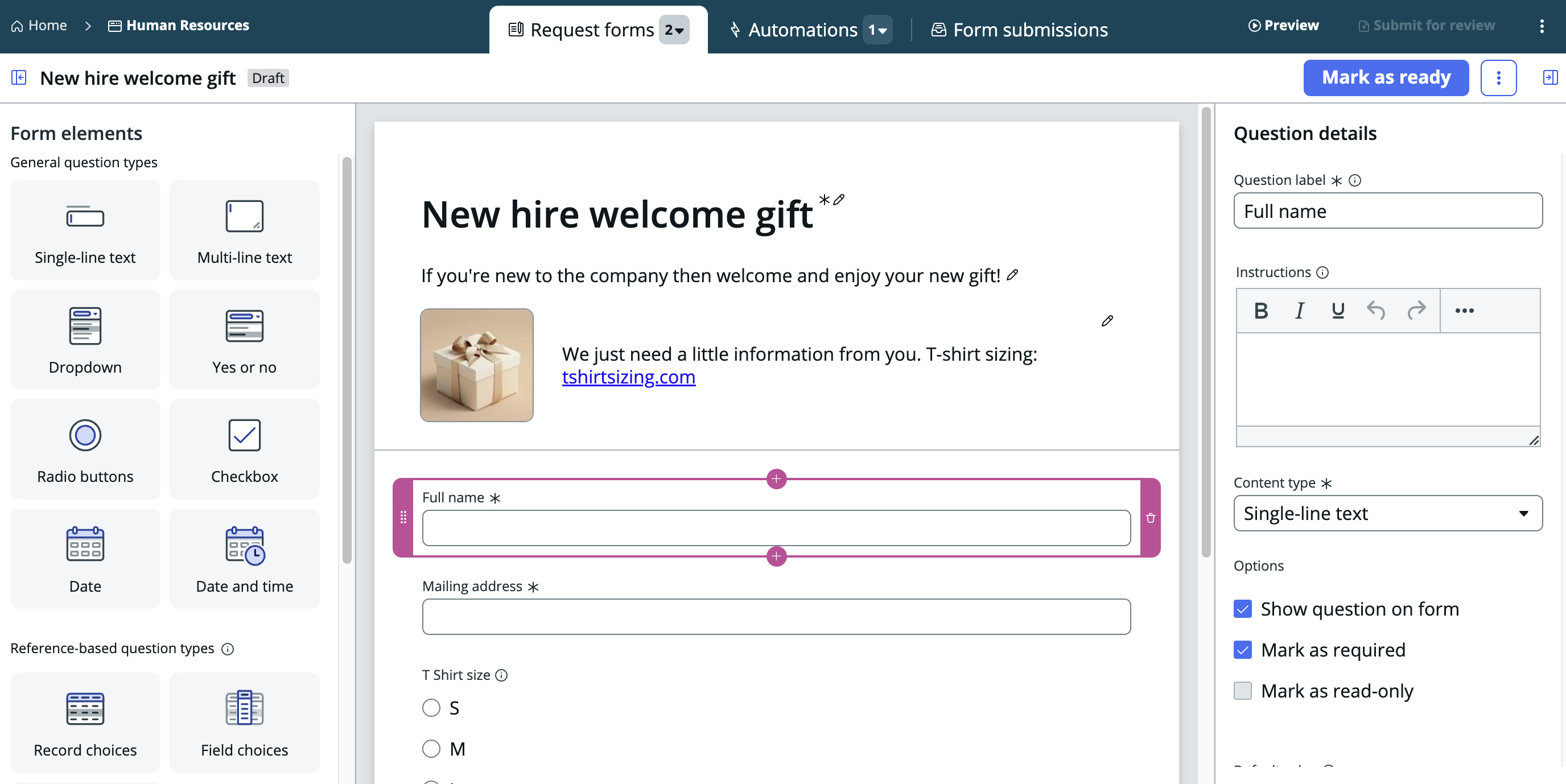 Edit the questions on your form