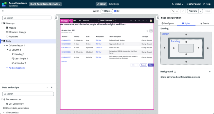 UI Builder screen.