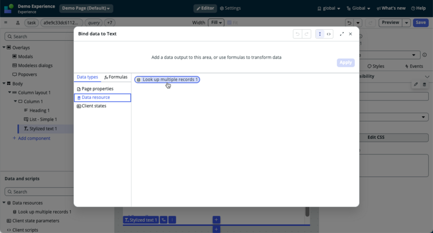 Select a data resource from the list.