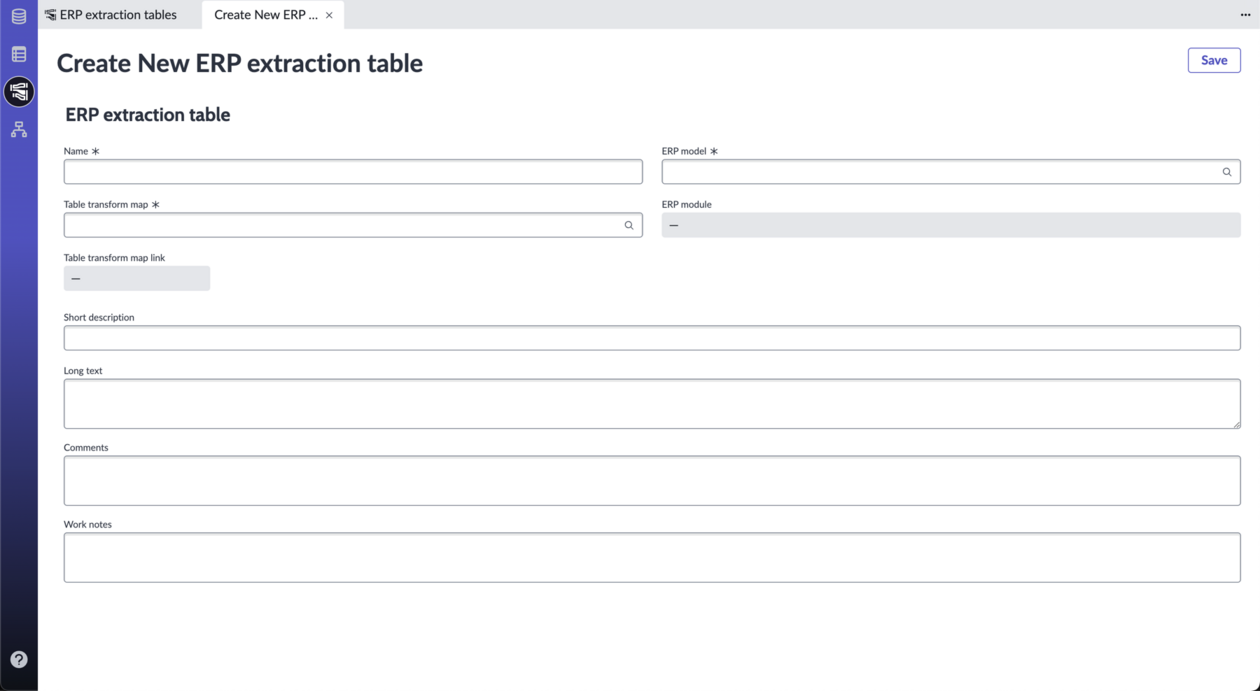 New extraction table fields
