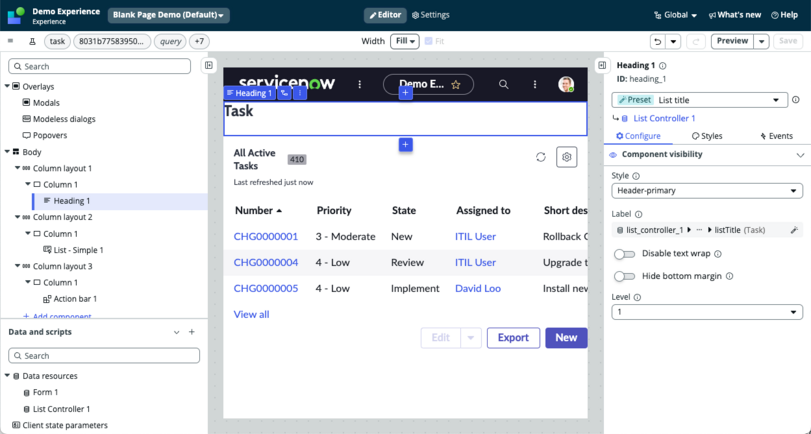 Select the component you want to override in the content tree.