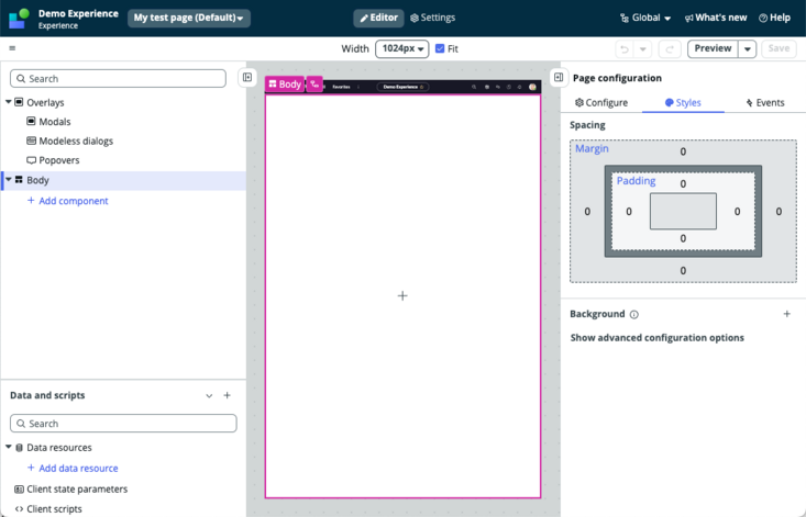 UI Builder visual editor.