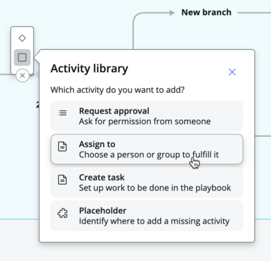 Select which type of activity to add
