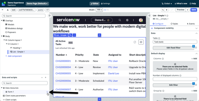 Arrow pointing to the data resource menu icon.