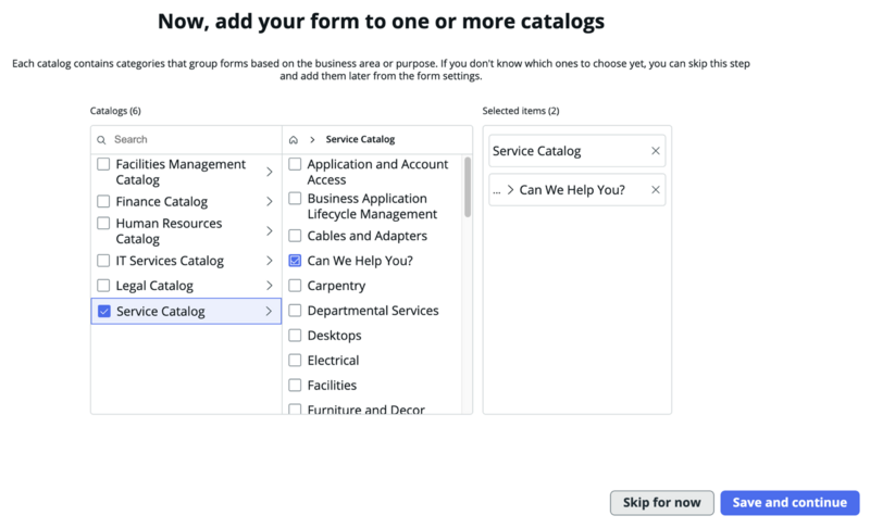 Select the catalogs your app will use