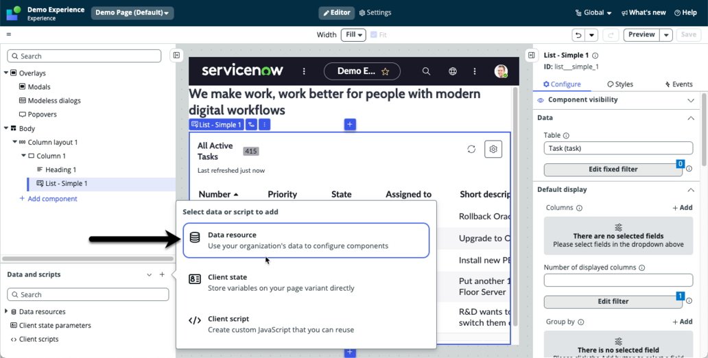 Add a Data resource option.