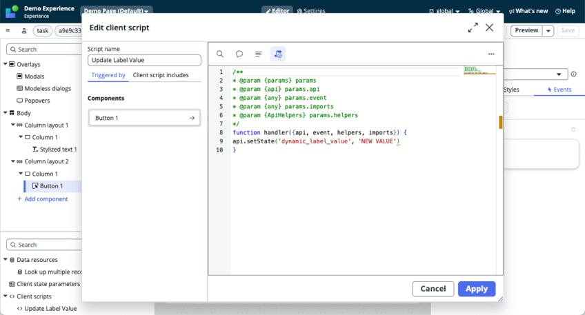 Script for Update Label Value.