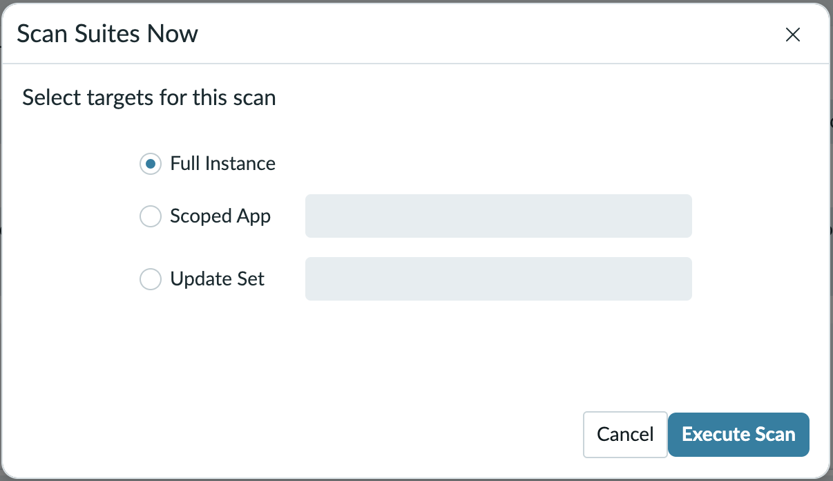 Image showing the Scan Suites Now modal.