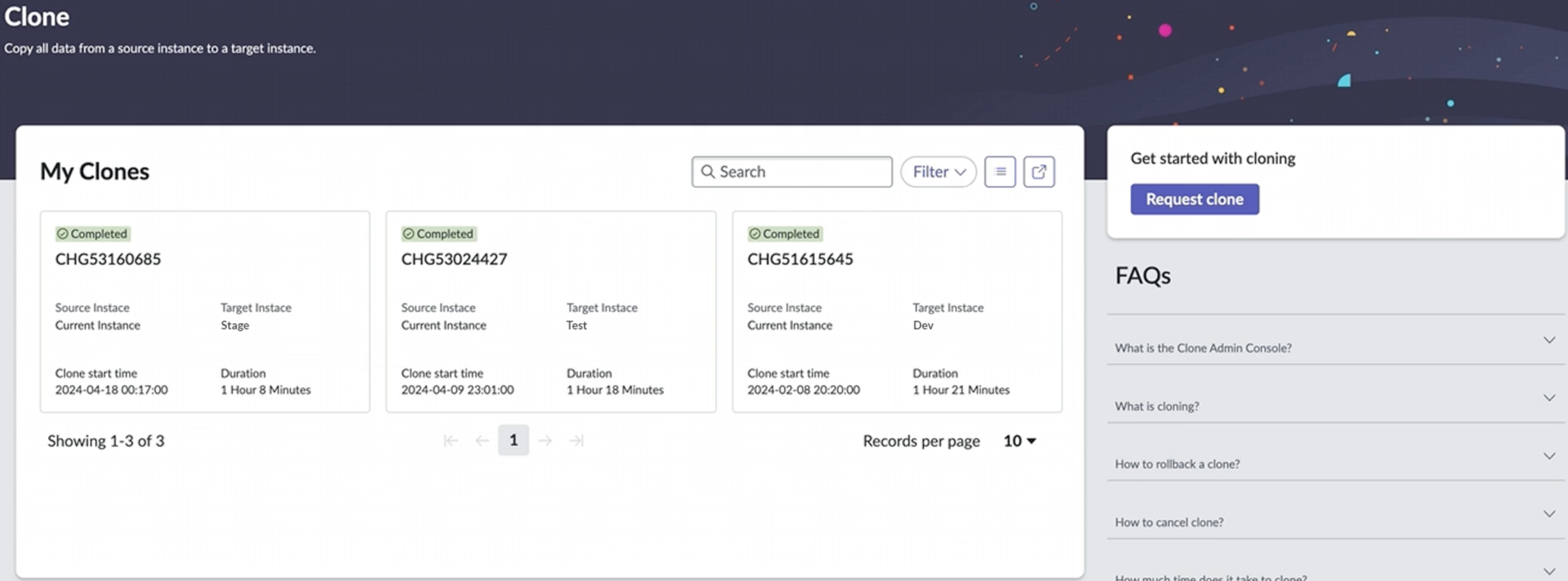 clone home dashboard.