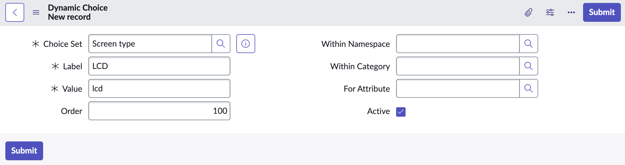 Add a choice to the screen type choice set.