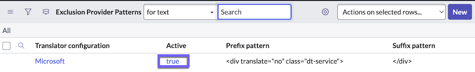 To open a record, use the value in the Active column on the list view of Exclusion Provider Pattern.