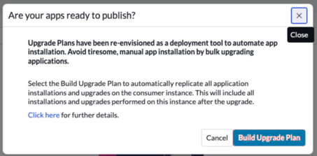 Screenshot showing first time user for Upgrade Plan