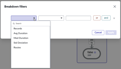 분석가 워크벤치 내의 세부 항목 필터 탭