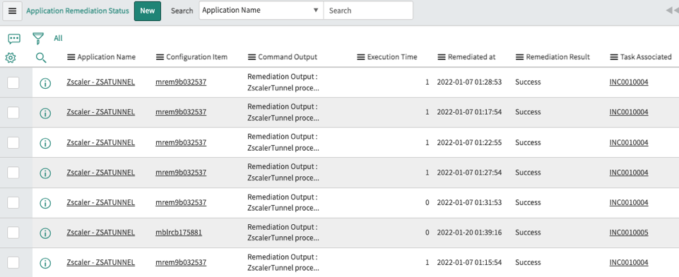 Page d’état du rattrapage de l’application