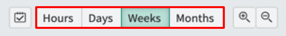 Click Hours, Days, Weeks, or Months to set the time range of the history scale.