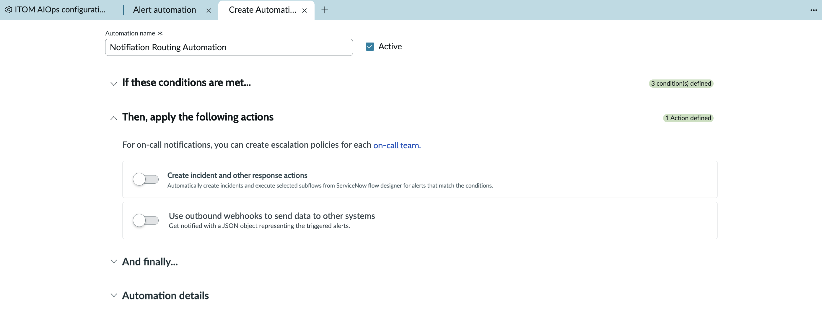 Respond automation actions