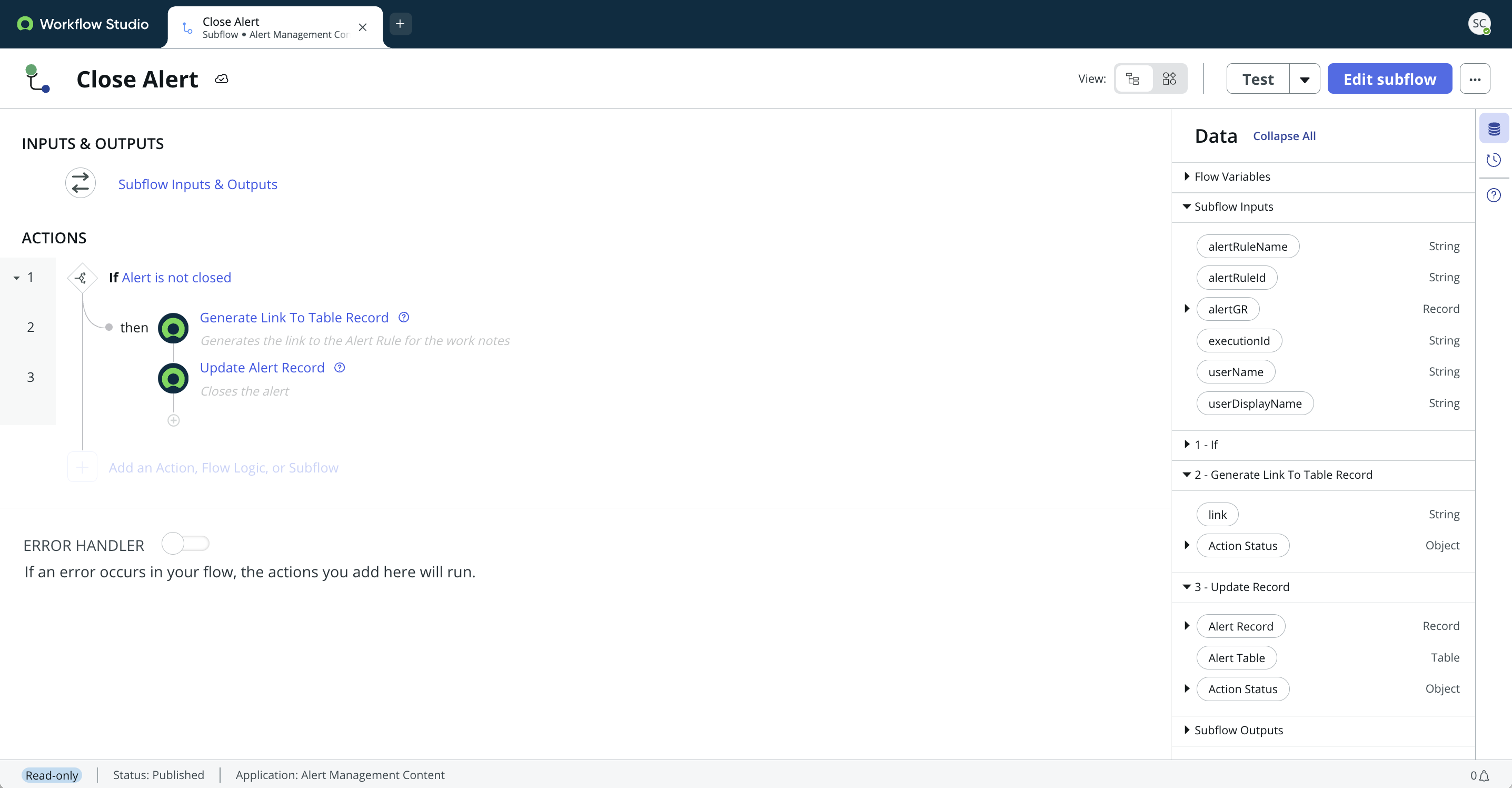 Close alerts workflow