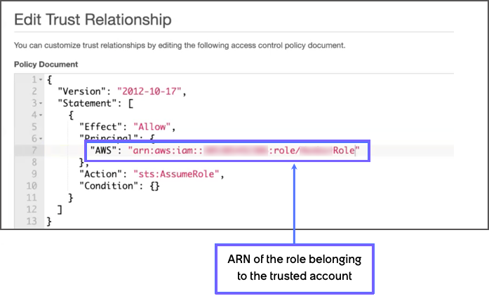 Configure the trust relationship for the trusting account